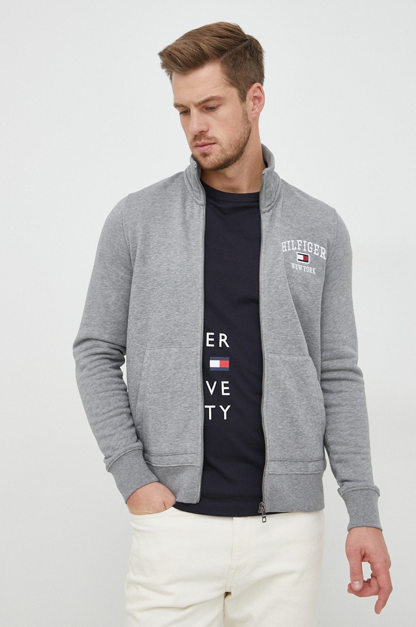 

Суичър Tommy Hilfiger в сиво с апликация, Сив