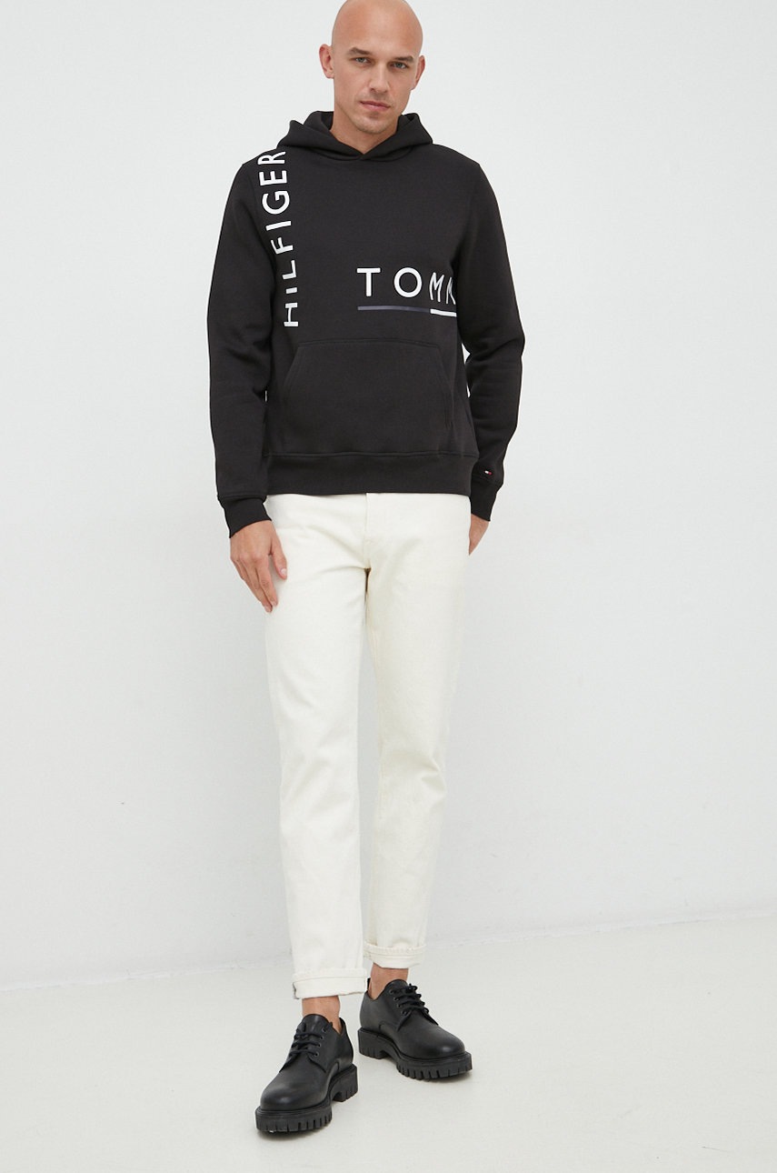 

Кофта Tommy Hilfiger чоловіча колір чорний з капюшоном з принтом