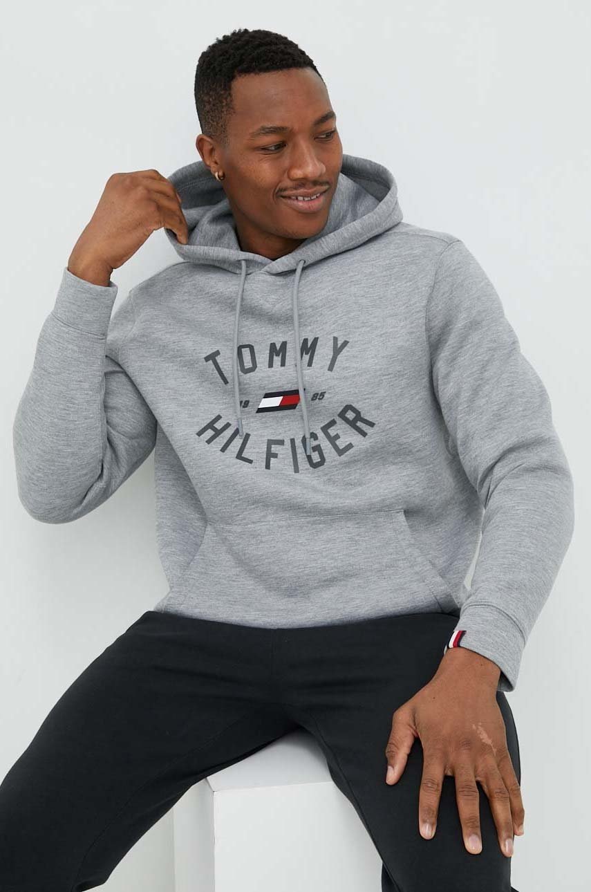 

Кофта Tommy Hilfiger мужская цвет серый с капюшоном с принтом
