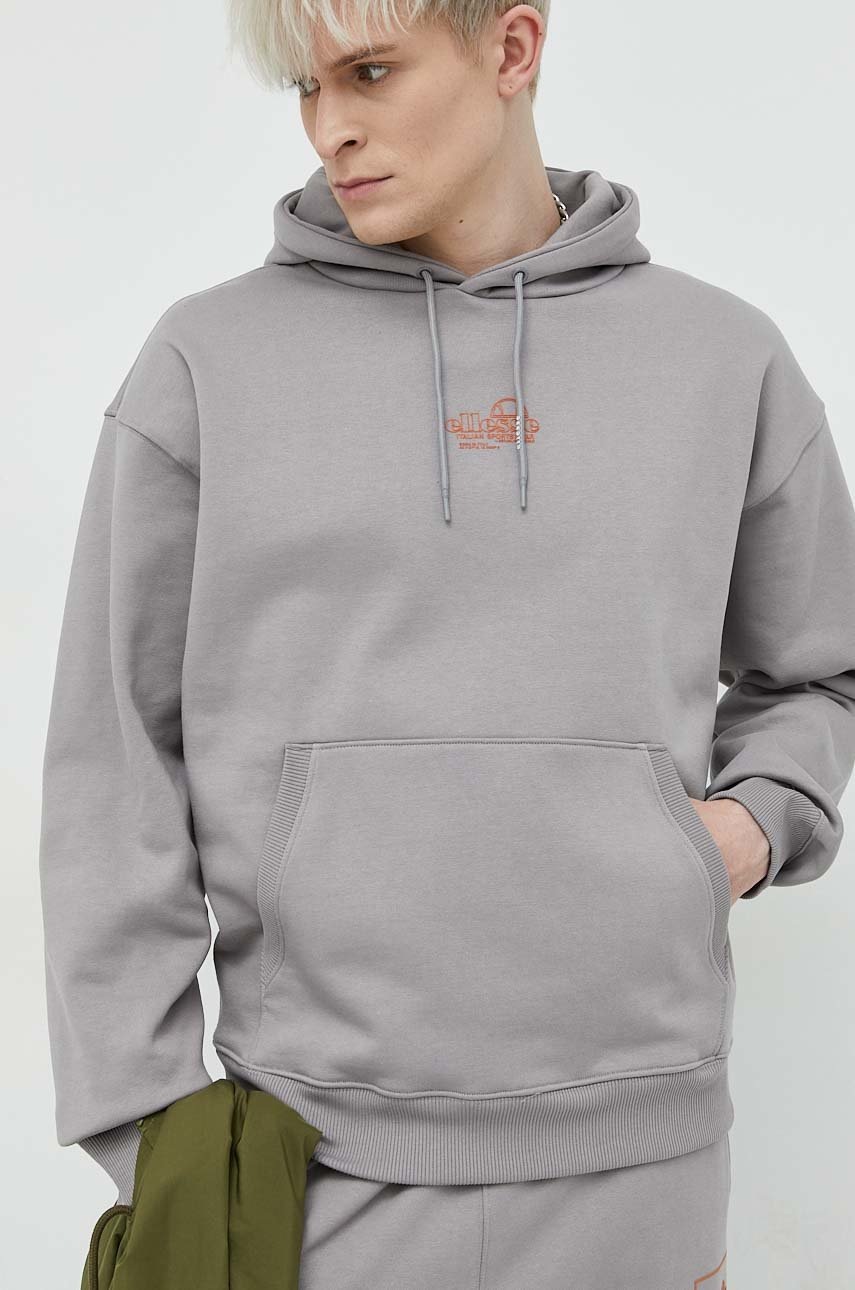 

Суичър Ellesse в сиво с качулка с принт, Сив