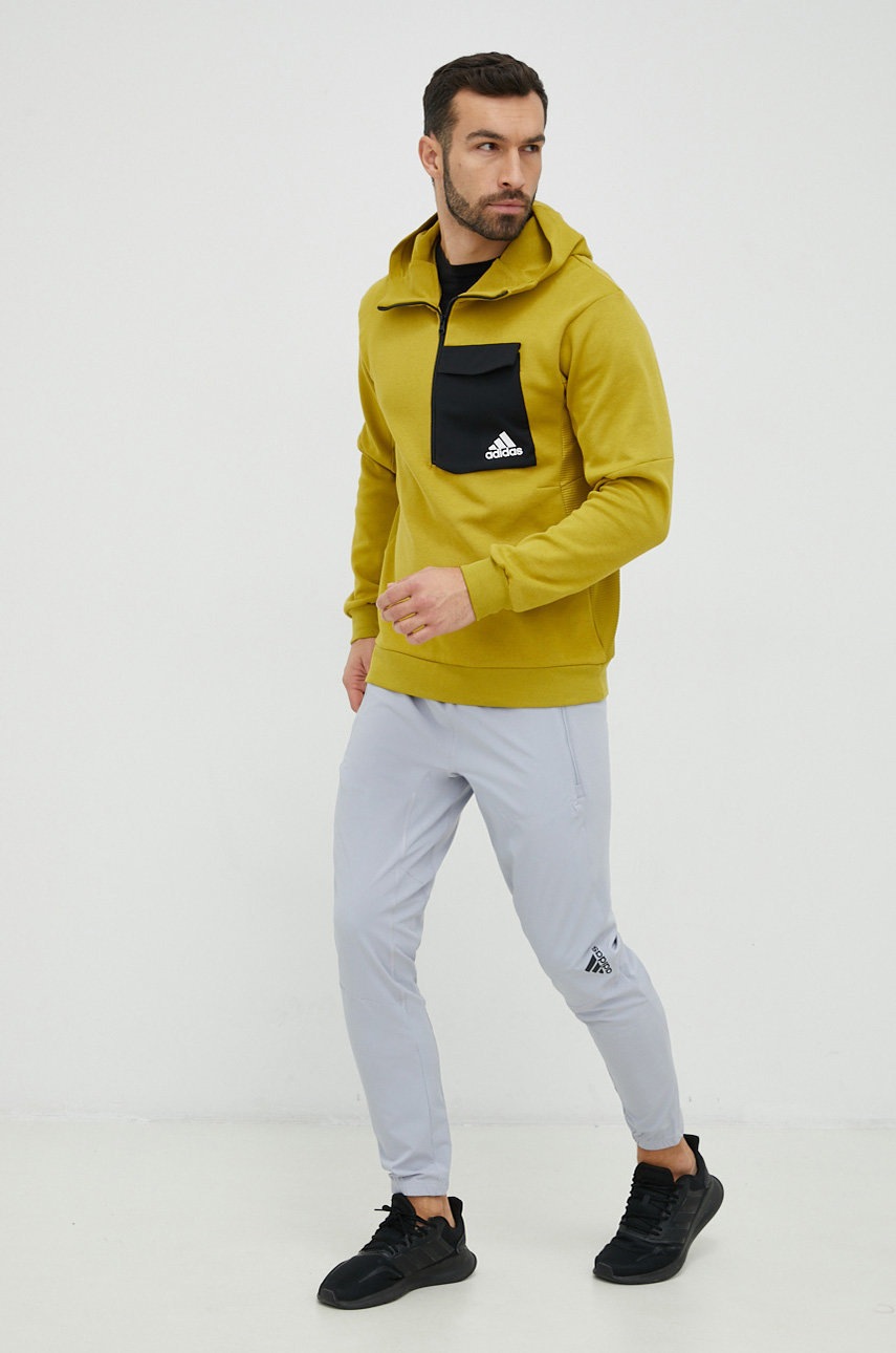 

Кофта adidas Performance мужская цвет зелёный с капюшоном однотонная