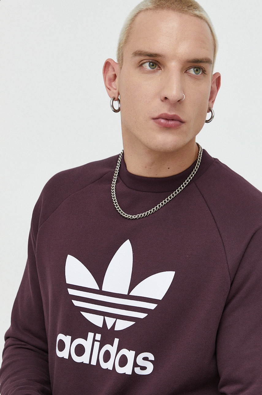 

Памучен суичър adidas Originals в лилаво с принт, Виолетов