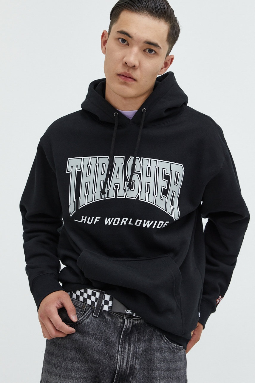 

Суичър HUF X Trasher в черно с принт, Черен