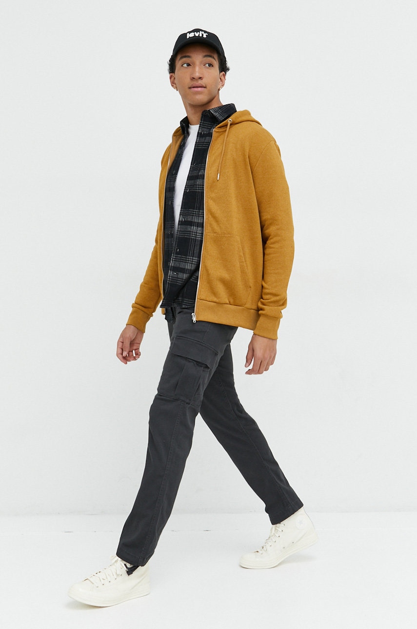 

Кофта Produkt by Jack & Jones мужская цвет коричневый с капюшоном однотонная