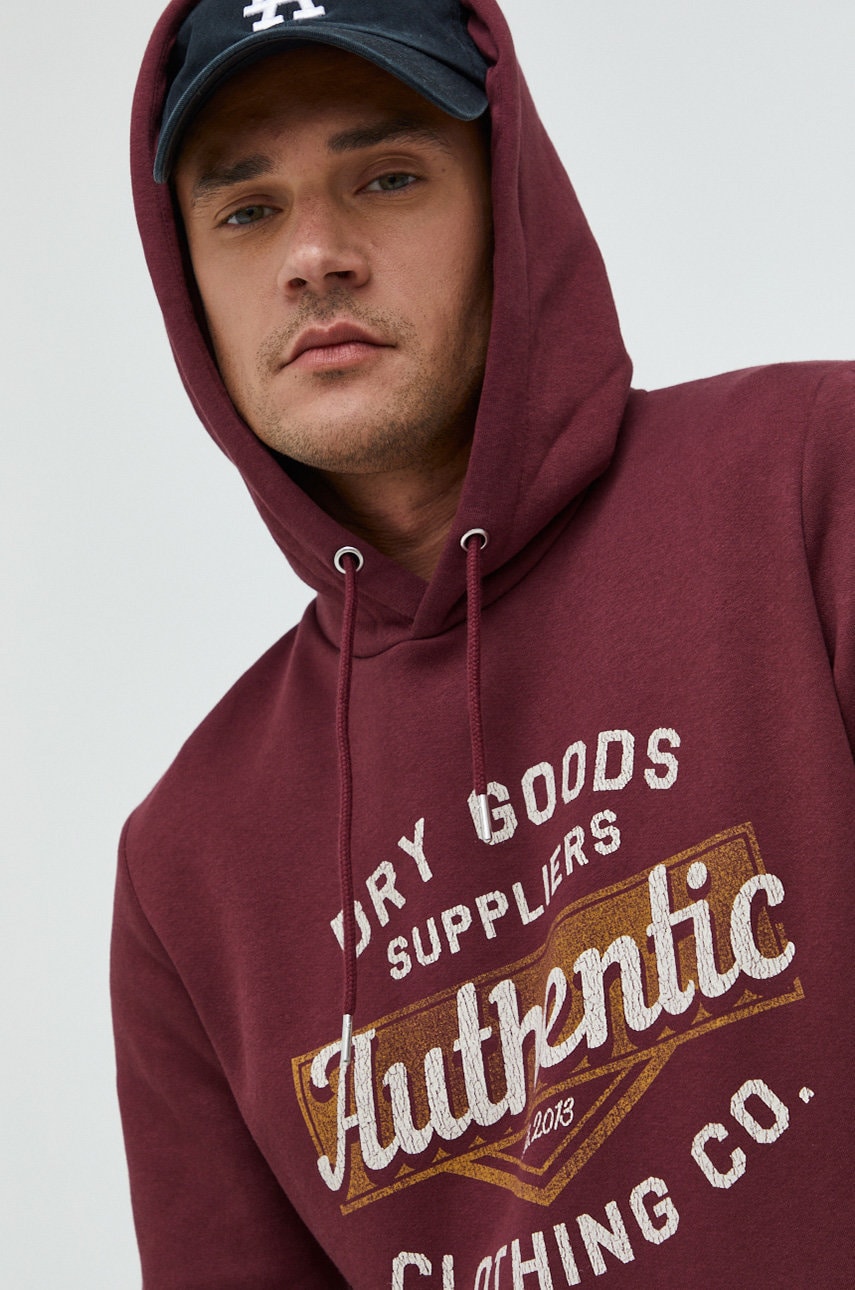 Produkt by jack & jones bluza barbati, culoarea bordo, cu imprimeu