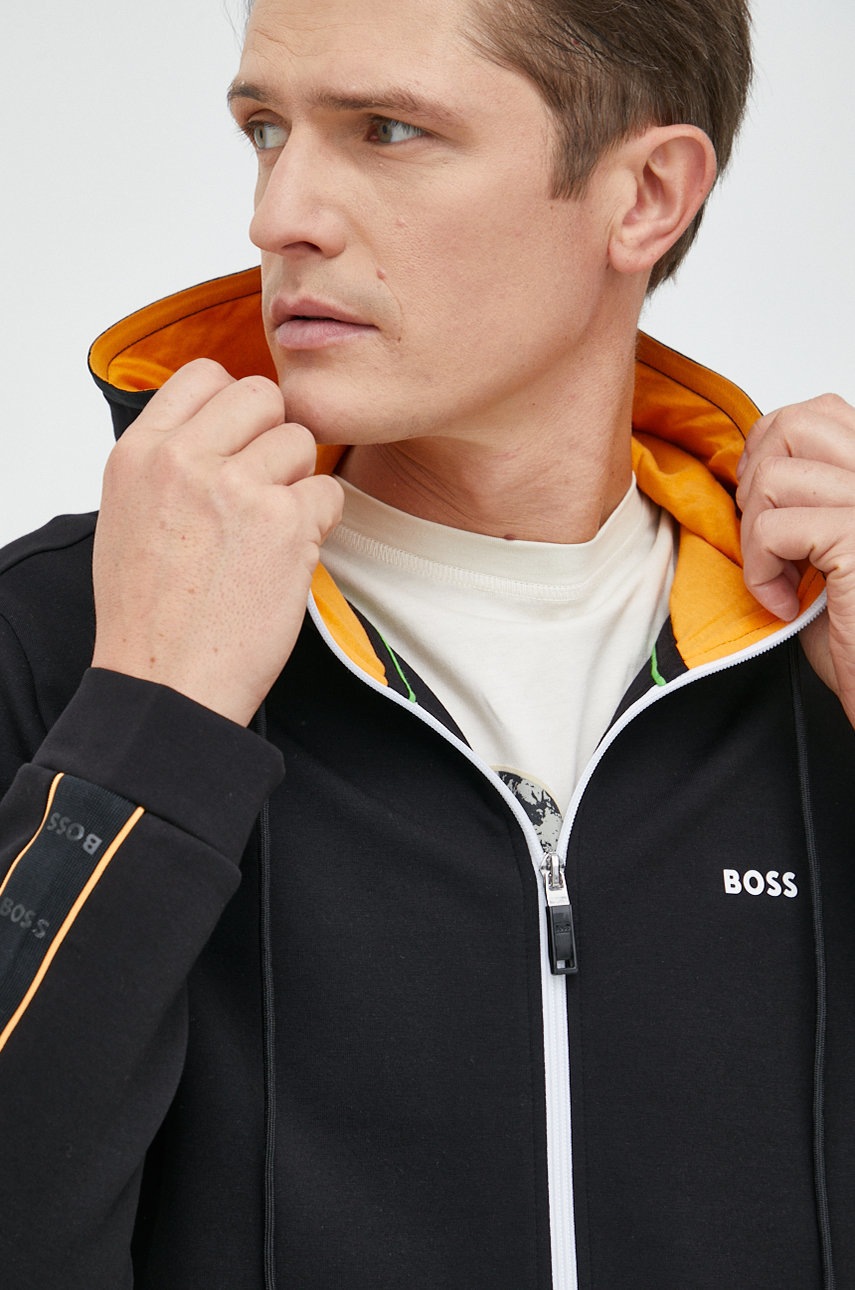 

Суичър BOSS Boss Athleisure в черно с качулка с апликация, Черен