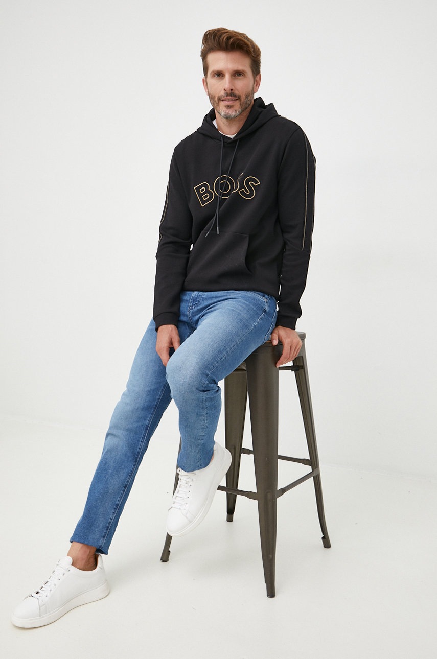 

Кофта BOSS Boss Athleisure чоловіча колір чорний з аплікацією