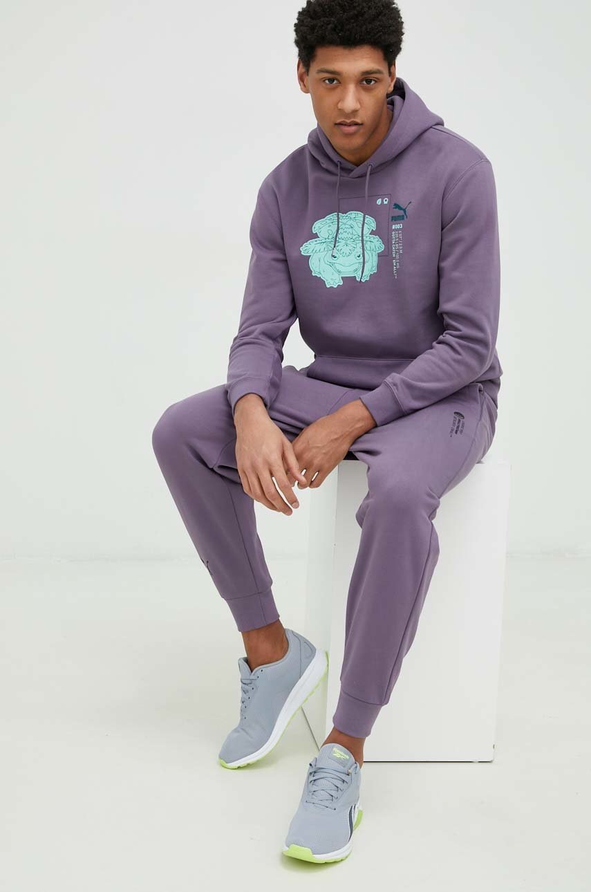 

Кофта Puma X POKEMON чоловіча колір фіолетовий з капюшоном з принтом
