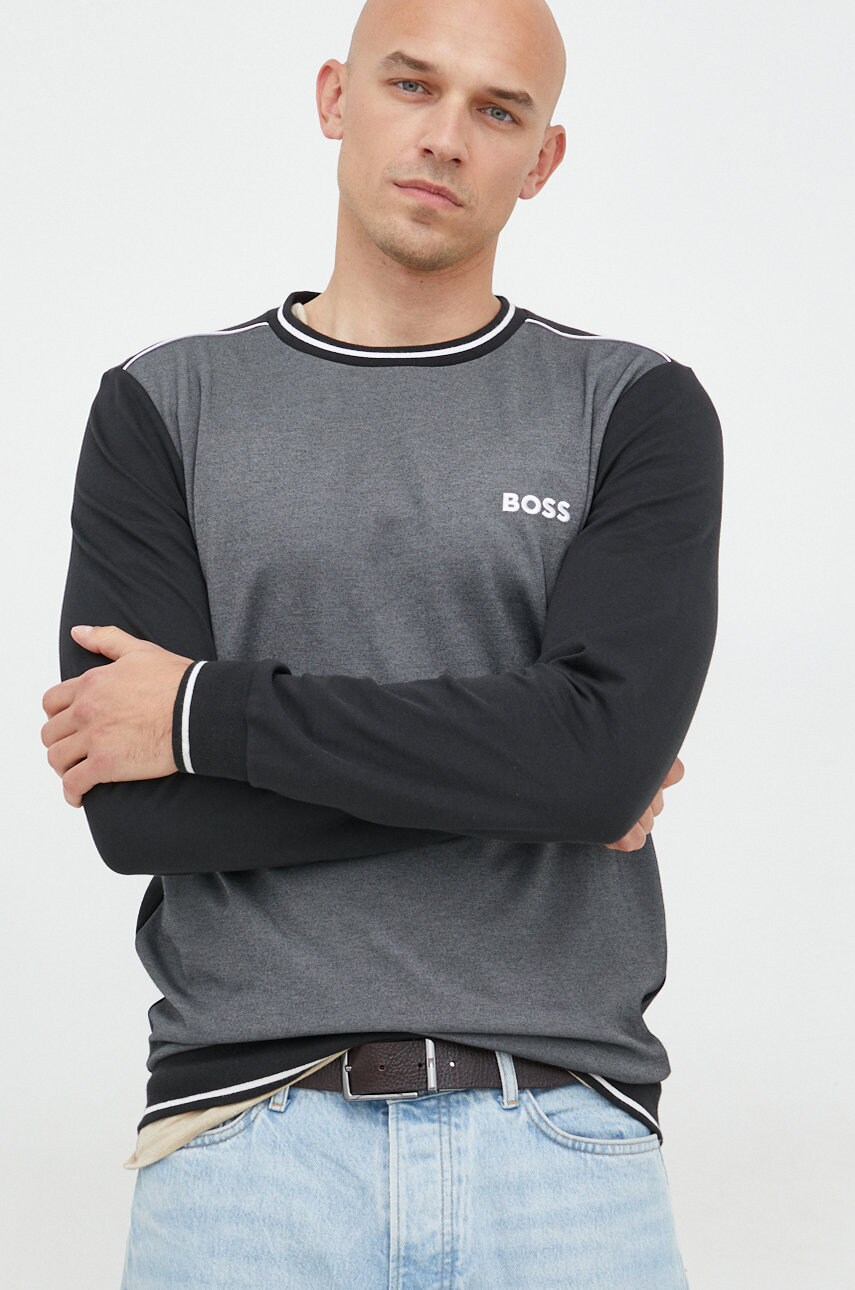 

Суичър BOSS в черно с десен, Черен