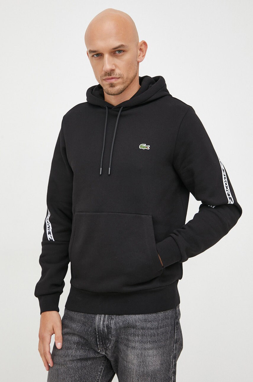 

Суичър Lacoste в черно с качулка с апликация, Черен