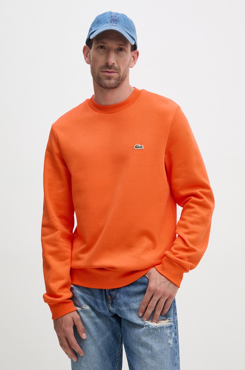 Lacoste bluza barbati, culoarea portocaliu, neted