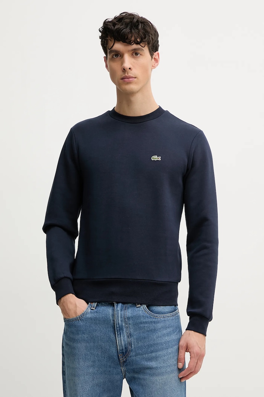 Lacoste bluza barbati, culoarea albastru marin, neted Lacoste bluza barbati, culoarea albastru marin, neted