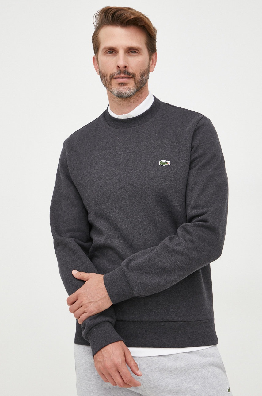 

Суичър Lacoste в сиво с изчистен дизайн, Сив
