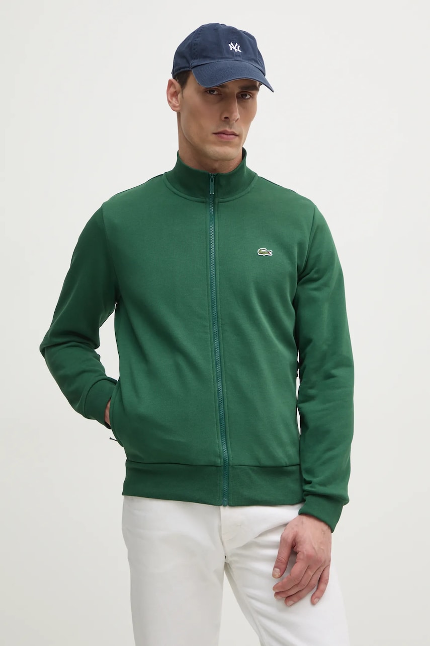 Lacoste bluza barbati, culoarea verde, neted Lacoste bluza barbati, culoarea verde, neted