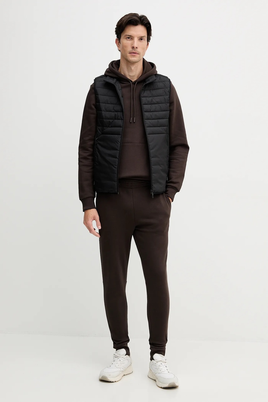 Кофта Lacoste цвет чёрный с капюшоном однотонная SH9623