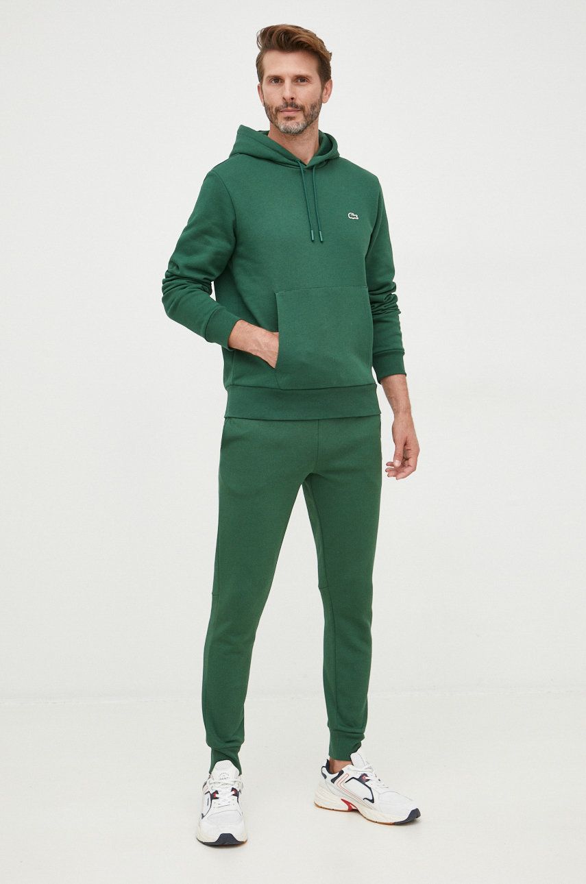 Lacoste bluză barbati, culoarea verde, neted SH9623-031