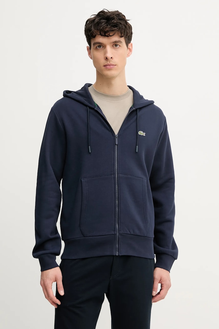 Lacoste bluza barbati, culoarea albastru marin, cu glugă, neted Lacoste bluza barbati, culoarea albastru marin, cu glugă, neted