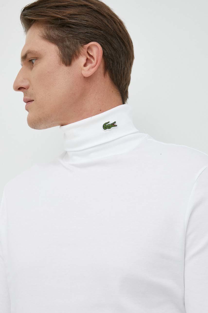Bavlněné tričko s dlouhým rukávem Lacoste bílá barva - bílá -  Hlavní materiál: 100% Bavlna