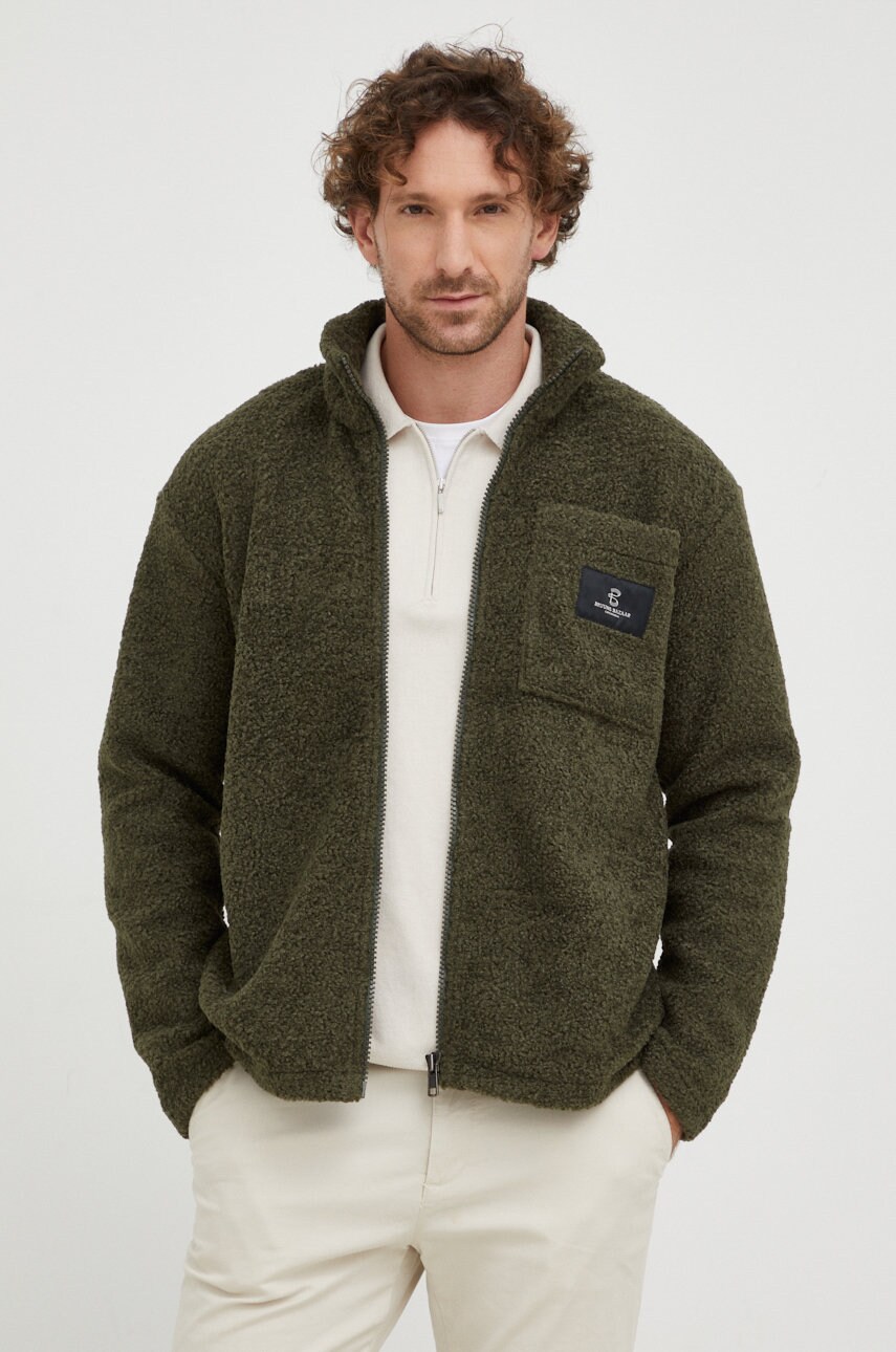 Bruuns bazaar bluza barbati, culoarea verde, neted