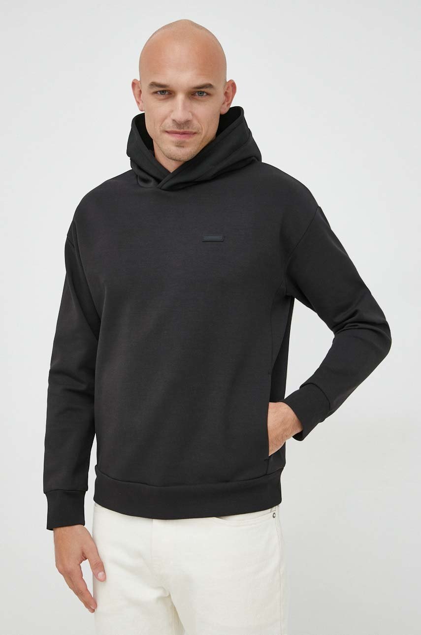 

Суичър Calvin Klein в черно с качулка с изчистен дизайн, Черен
