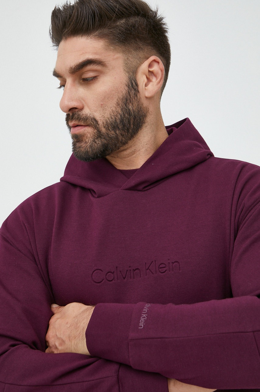 

Суичър Calvin Klein в лилаво с качулка с апликация, Виолетов