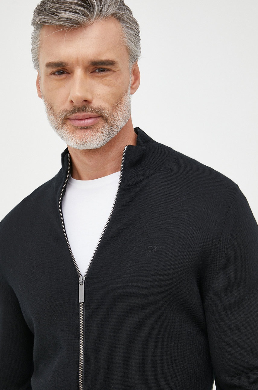 

Вълнен пуловер Calvin Klein мъжки в черно, Черен