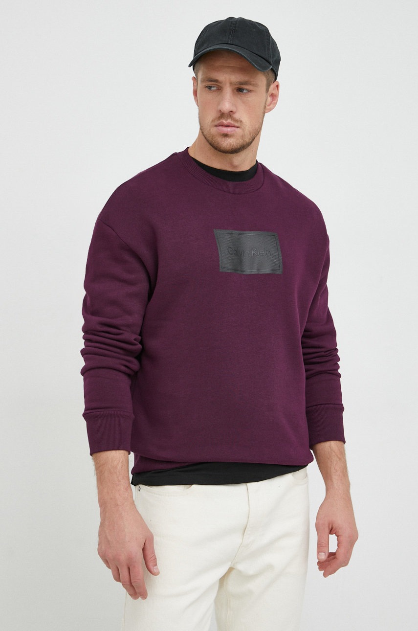 

Суичър Calvin Klein в лилаво с принт, Виолетов