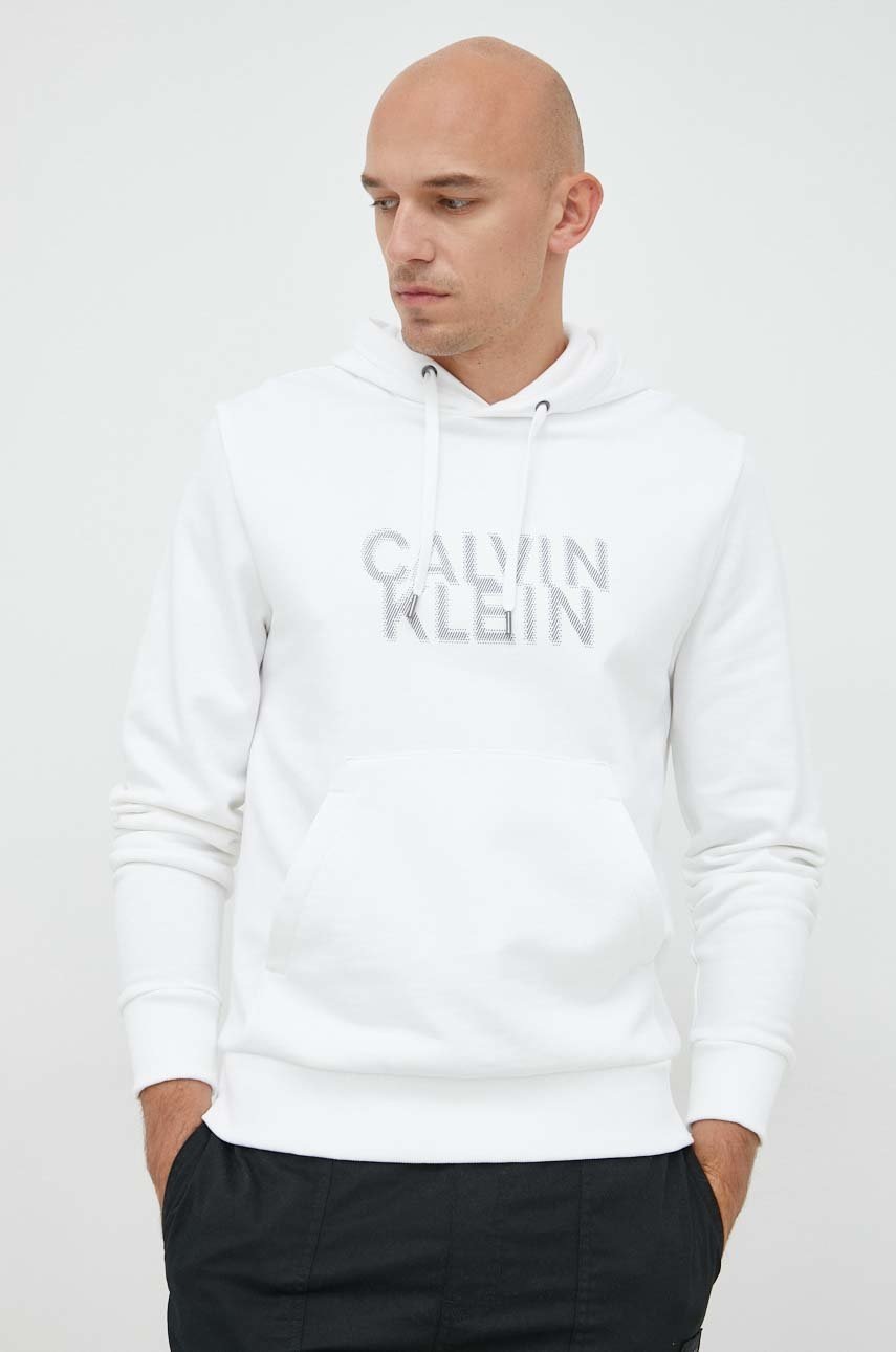 

Суичър Calvin Klein в бяло с изчистен дизайн, Бял