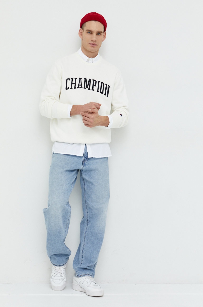 

Кофта Champion чоловіча колір бежевий з аплікацією