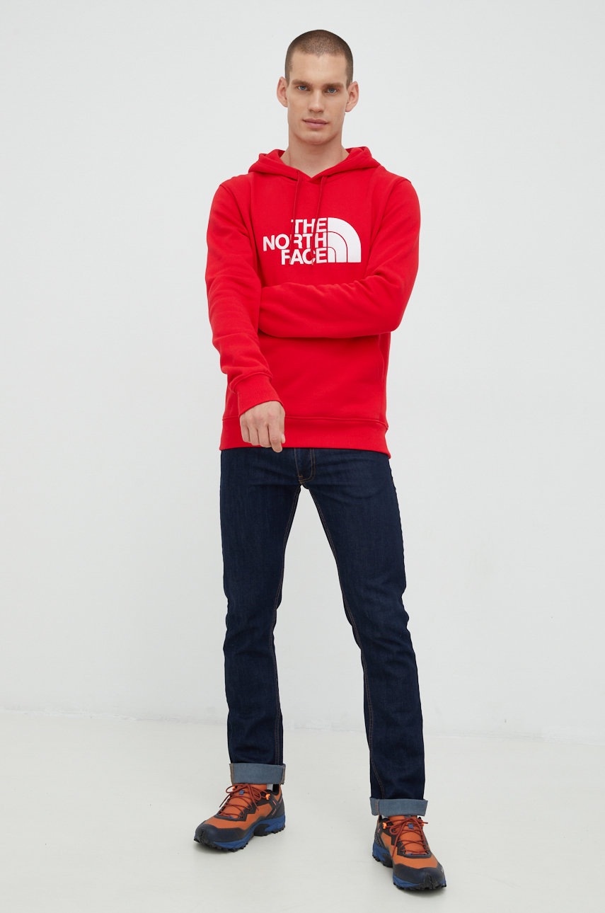 

Хлопковая кофта The North Face мужская цвет красный с аппликацией