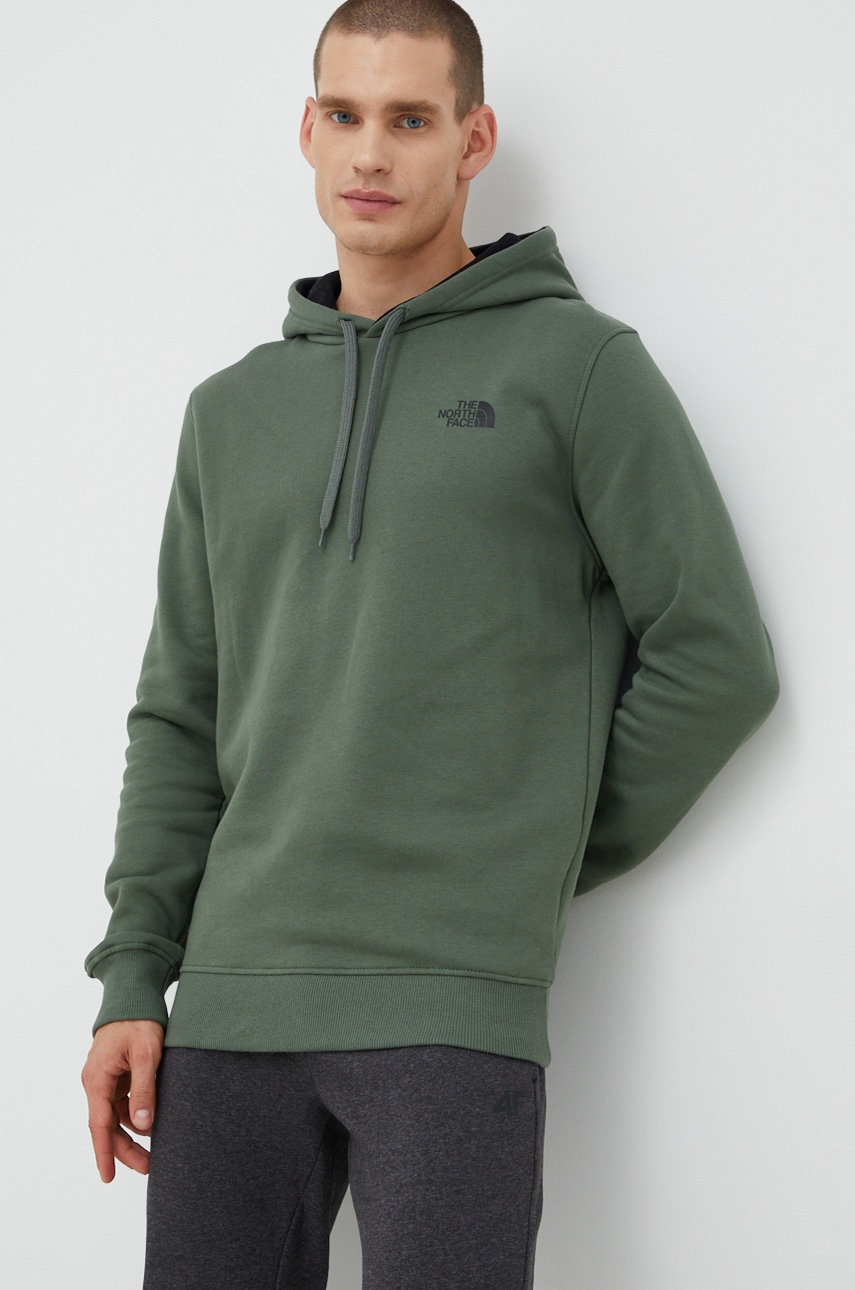

Памучен суичър The North Face в зелено с изчистен дизайн, Зелен