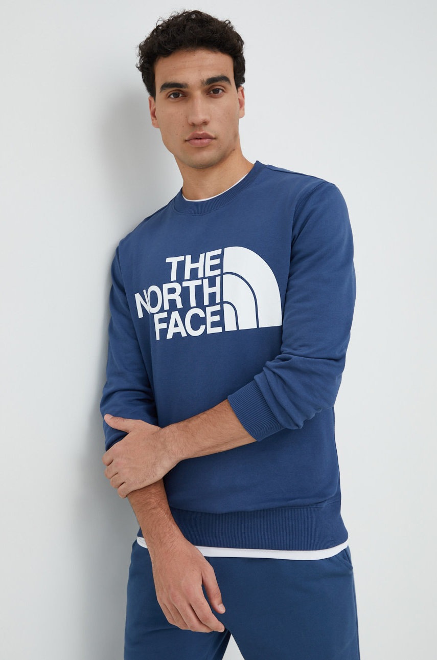 

Памучен суичър The North Face с принт, Син