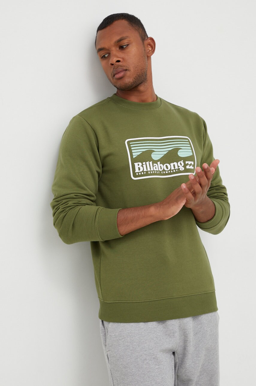 Billabong bluza barbati, culoarea verde, cu imprimeu