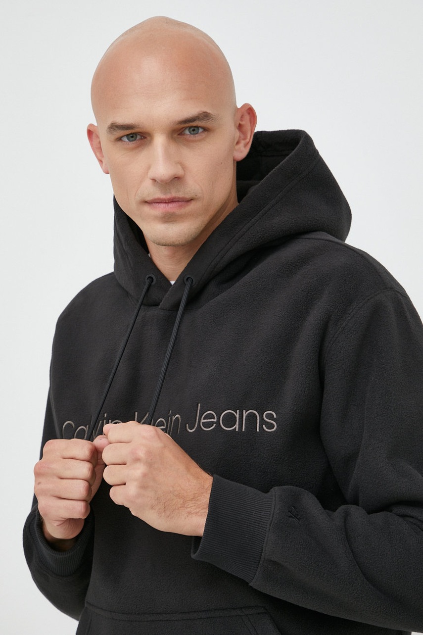 

Суичър Calvin Klein Jeans в черно с изчистен дизайн, Черен