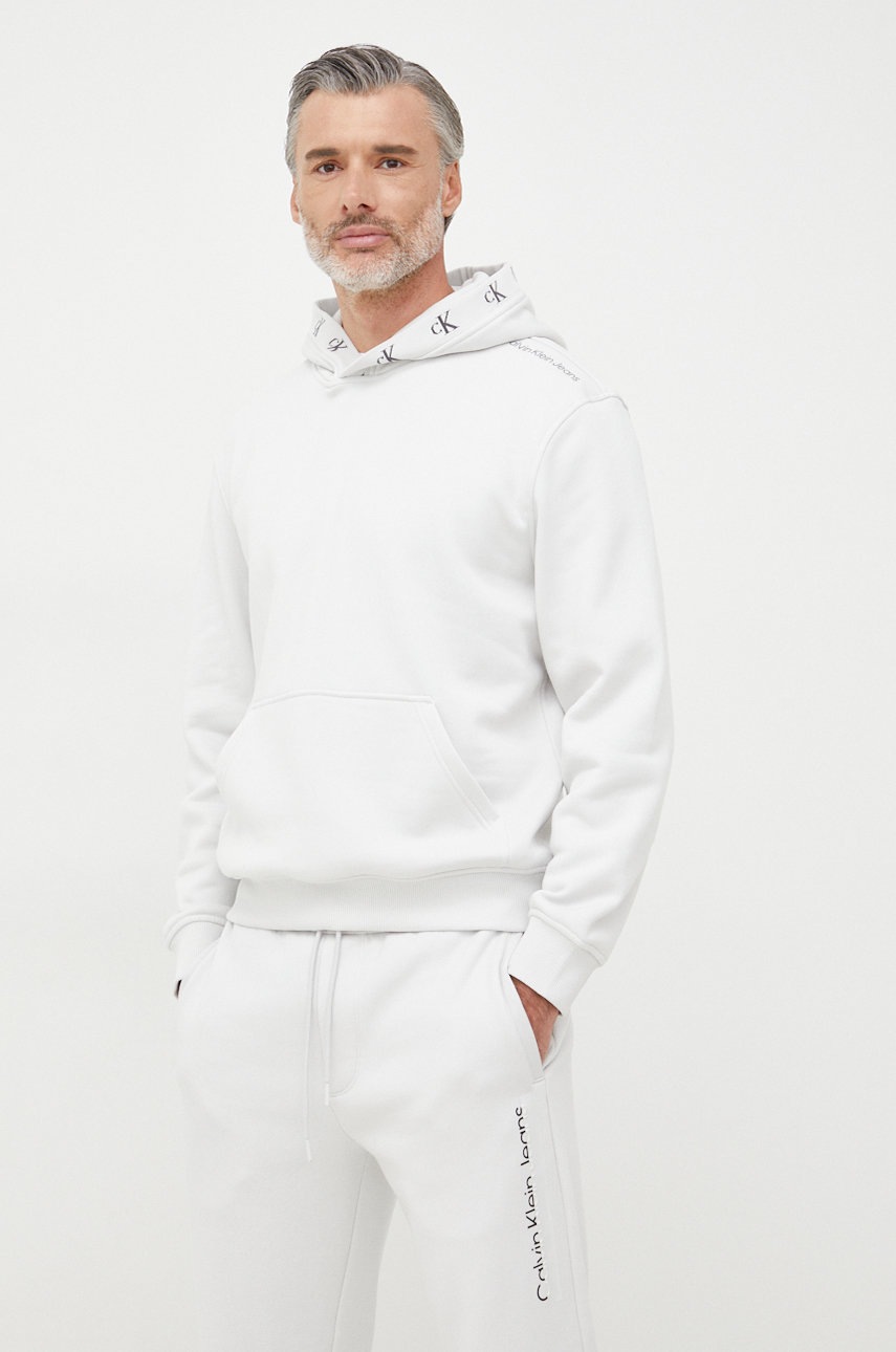 

Суичър Calvin Klein Jeans в сиво с изчистен дизайн, Сив