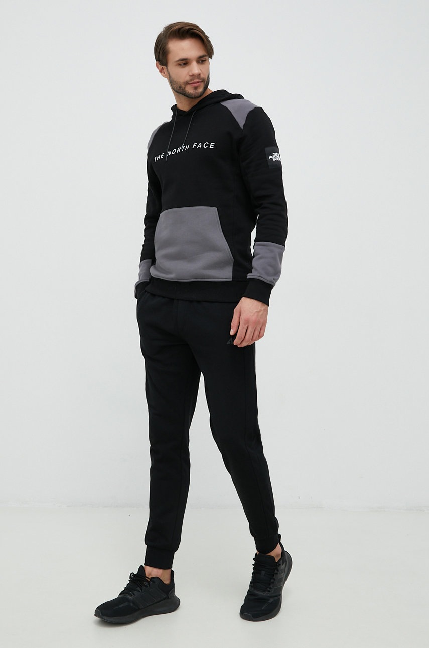

Бавовняна кофта The North Face чоловіча колір чорний з капюшоном візерунок