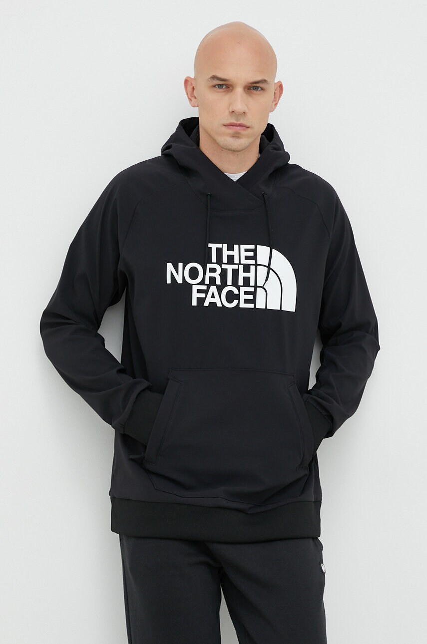The north face hanorac tekno barbati, culoarea negru, cu glugă, cu imprimeu