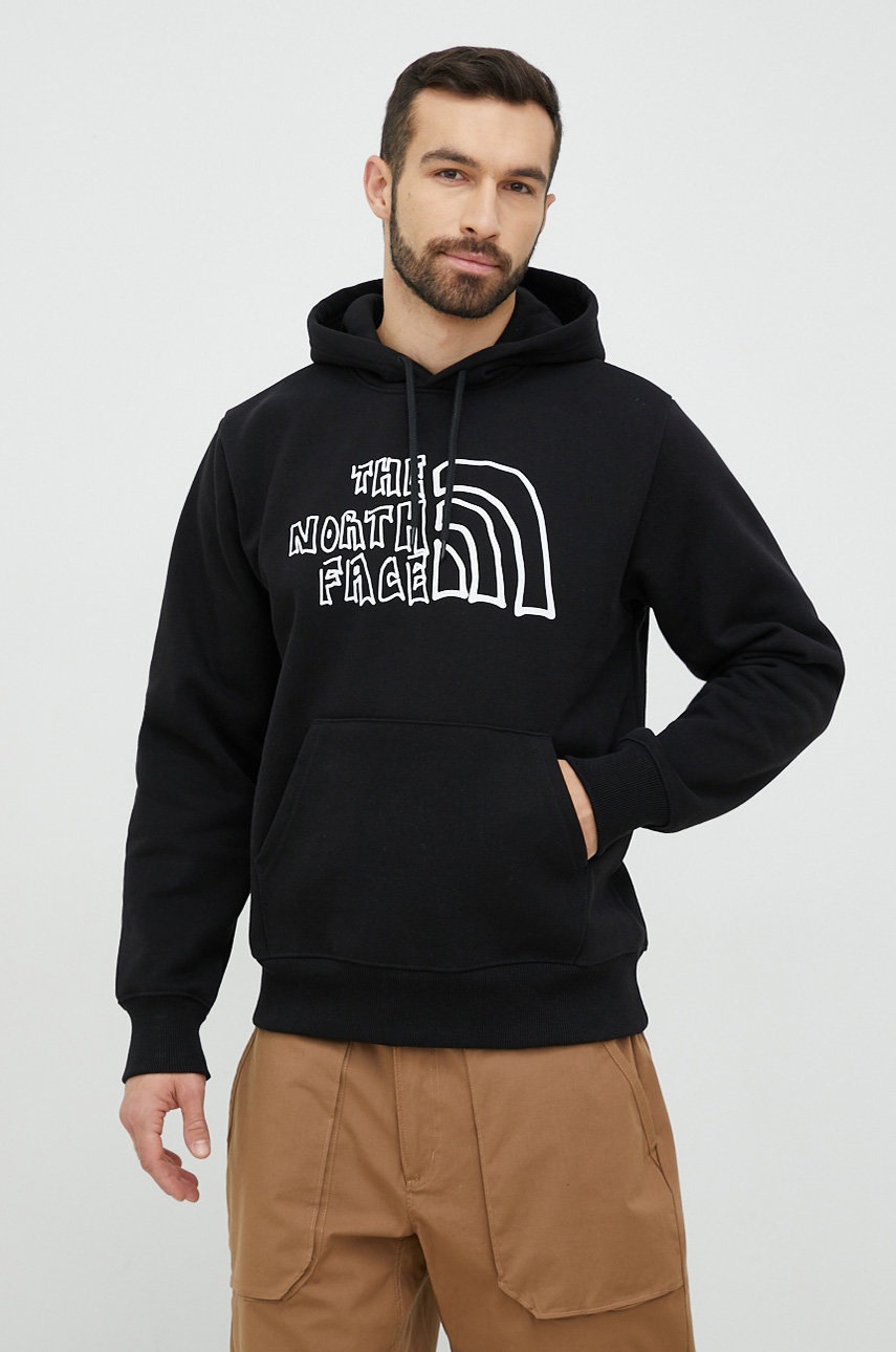 

Суичър The North Face в черно с качулка с десен, Черен