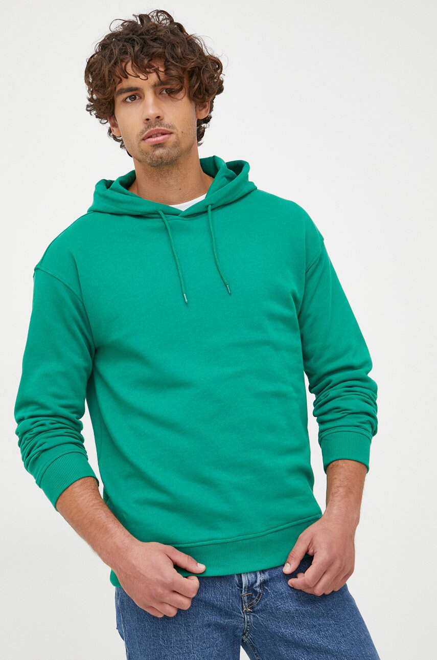 United colors of benetton bluza barbati, culoarea verde, neted