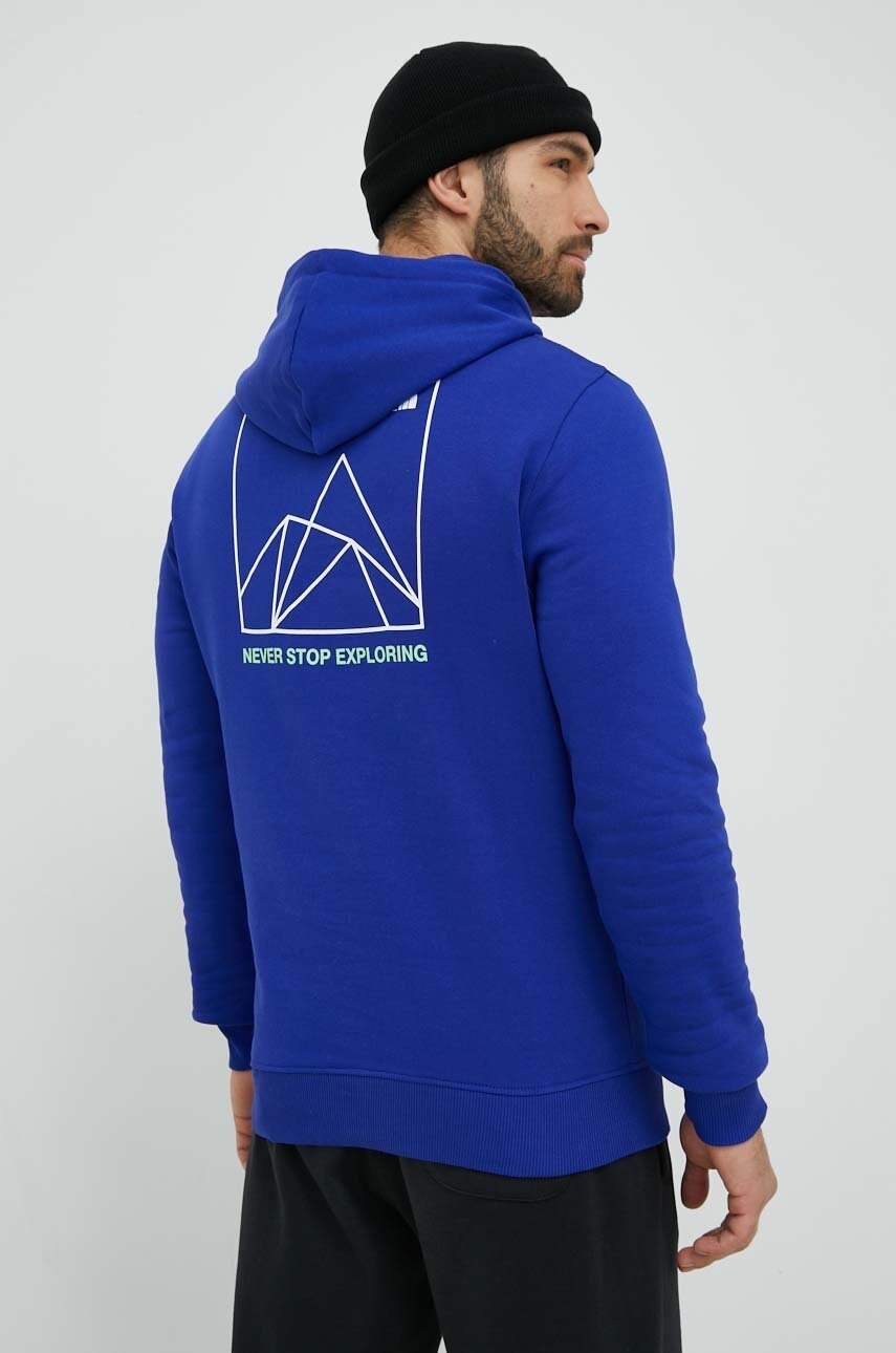 

Памучен суичър The North Face в лилаво с качулка с изчистен дизайн, Виолетов