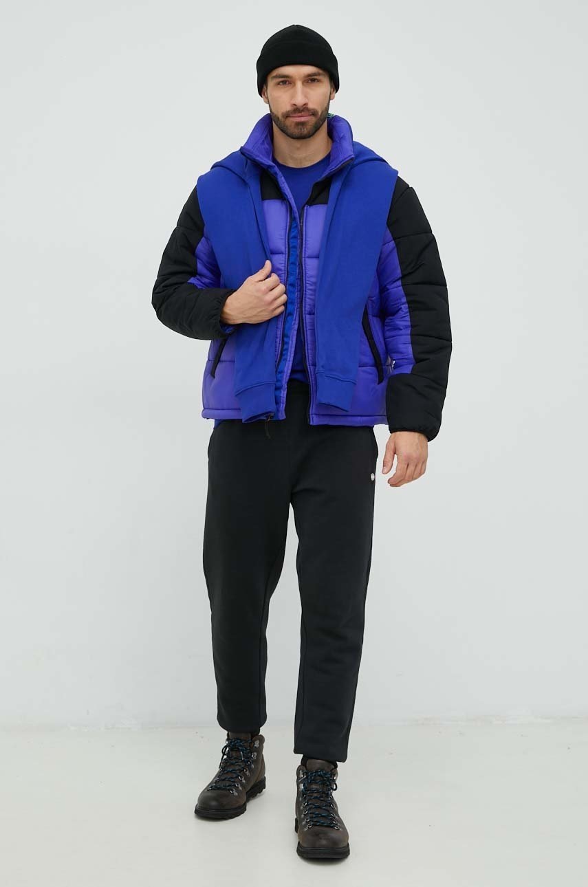 

Хлопковая кофта The North Face мужская цвет фиолетовый с капюшоном однотонная