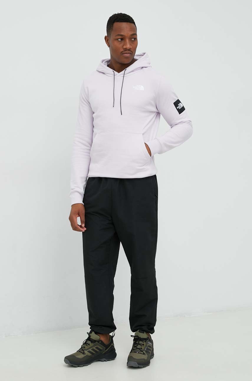 

Бавовняна кофта The North Face чоловіча колір фіолетовий з капюшоном з принтом