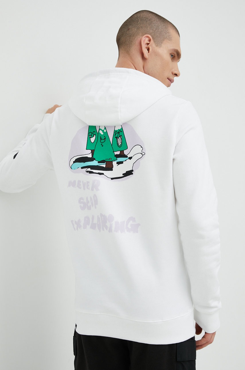 

Памучен суичър The North Face в бяло с качулка с апликация, Бял