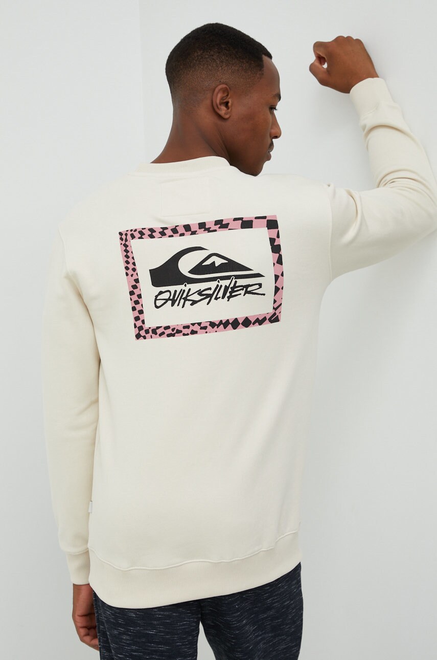 Quiksilver bluza barbati, culoarea bej, neted