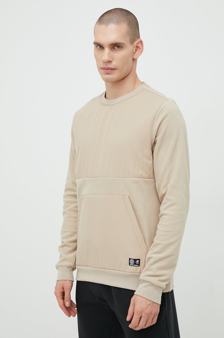 4F bluza barbati, culoarea bej, neted