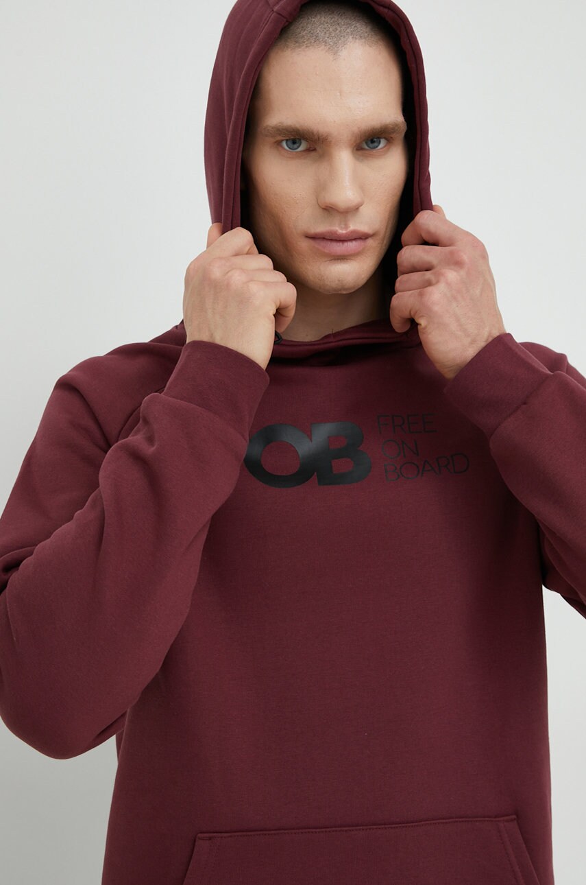 4f bluza barbati, culoarea bordo, cu glugă, cu imprimeu