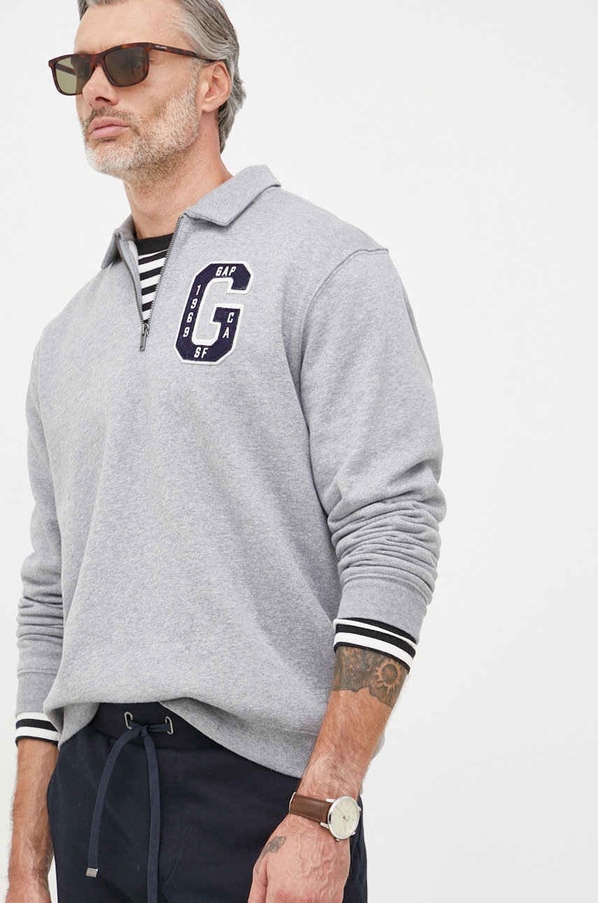 

Суичър GAP в сиво с изчистен дизайн, Сив
