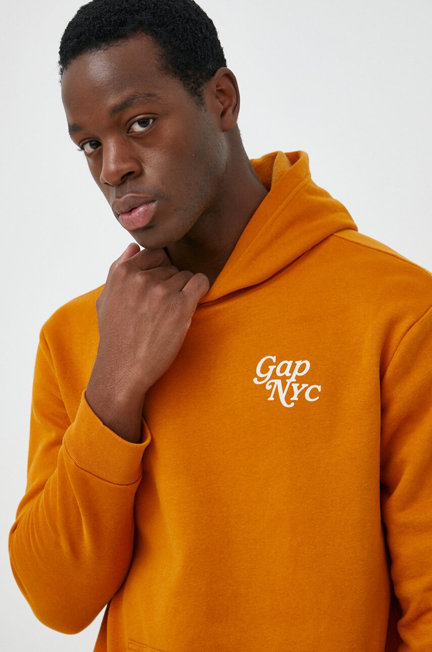 Gap bluza barbati, culoarea maro, cu glugă, cu imprimeu