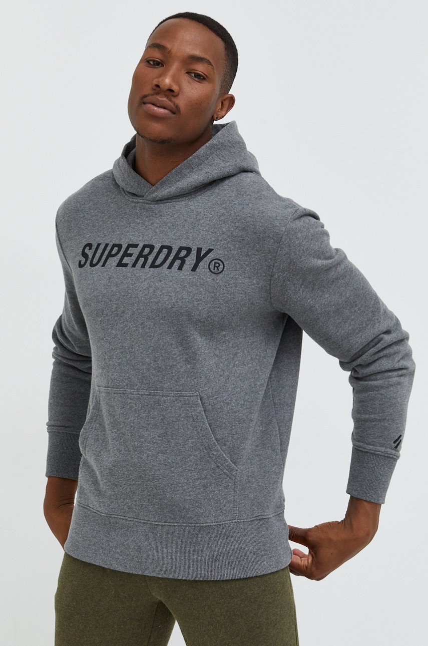 

Суичър Superdry в сиво с принт, Сив