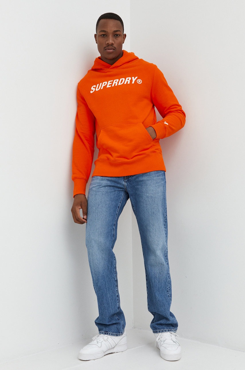 

Бавовняна кофта Superdry чоловіча колір помаранчевий з принтом